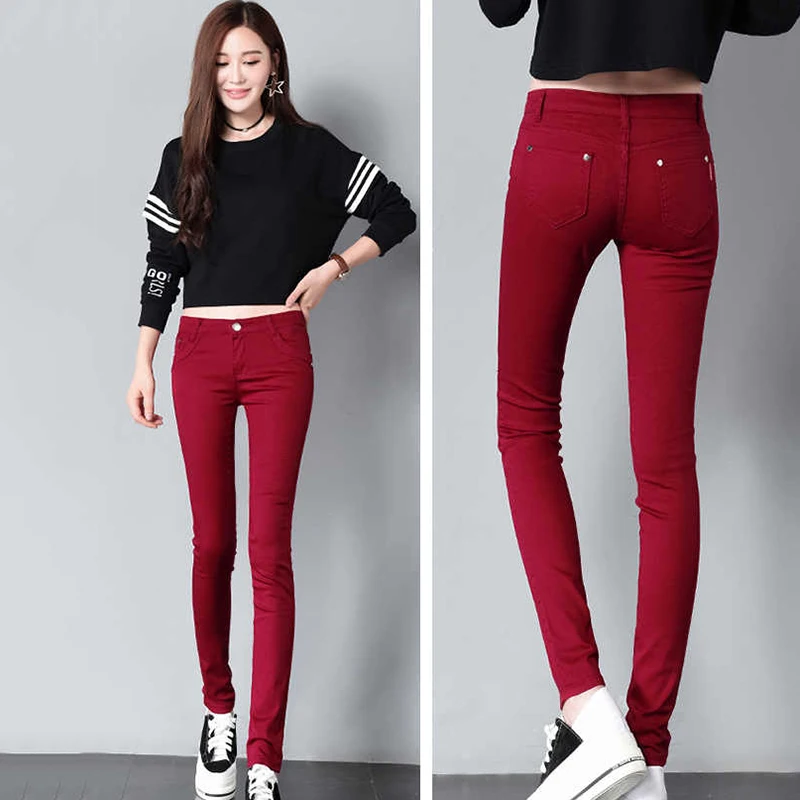 Женские брюки яркие джинсы на весну и осень брюки-карандаш повседневные женские