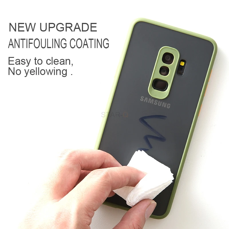 Skin Feel Matte Silicone Hard Phone Case For Samsung Galaxy s10 e s9 s8 plus s10e Contrast button Shockproof Bumper Back Cover