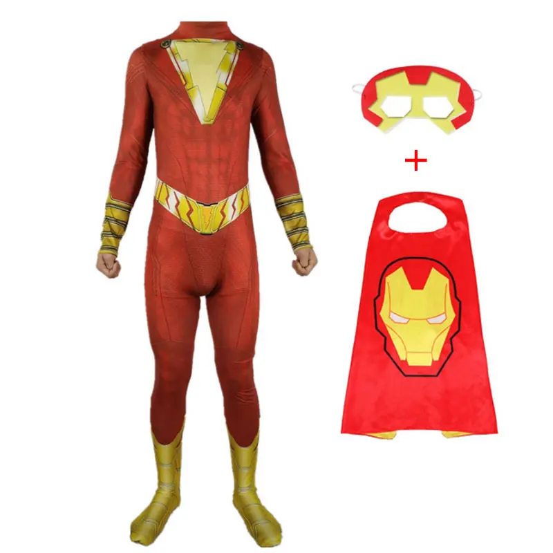 Новинка Костюм для косплея капитана Marvel шазам Билли батерсона комбинезон костюм