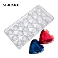 polycarbonate chocolate molds tray form diamond chocolate moulds heart for confectionery baking mold valentines day tools