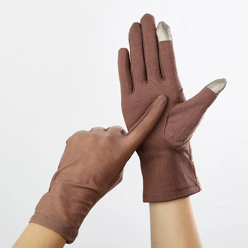 

1 Pair Solid Color Fashion Stretch Thin Sunscreen Gloves Slip Resistant Breathable Gloves Sexy Lace Driving Gloves Touch Screen
