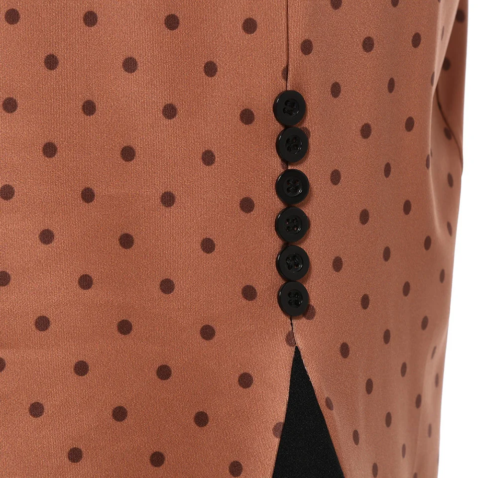 Sisjuly Женщины Bodycon Горошек Платье Сексуальная Элегантная Партия Платье Оболочка Лоскутное Кнопка Женский Осень Ретро Карандаш Старинные Платья