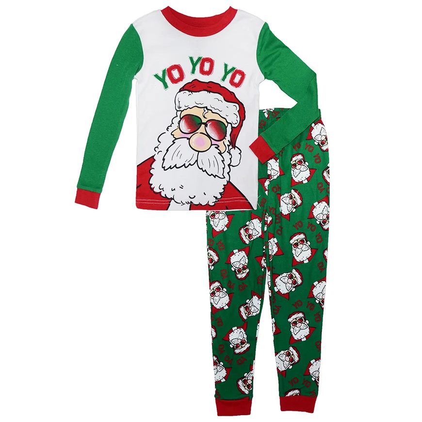Рождественский пижамный комплект для мальчиков и девочек на осень топ с длинным