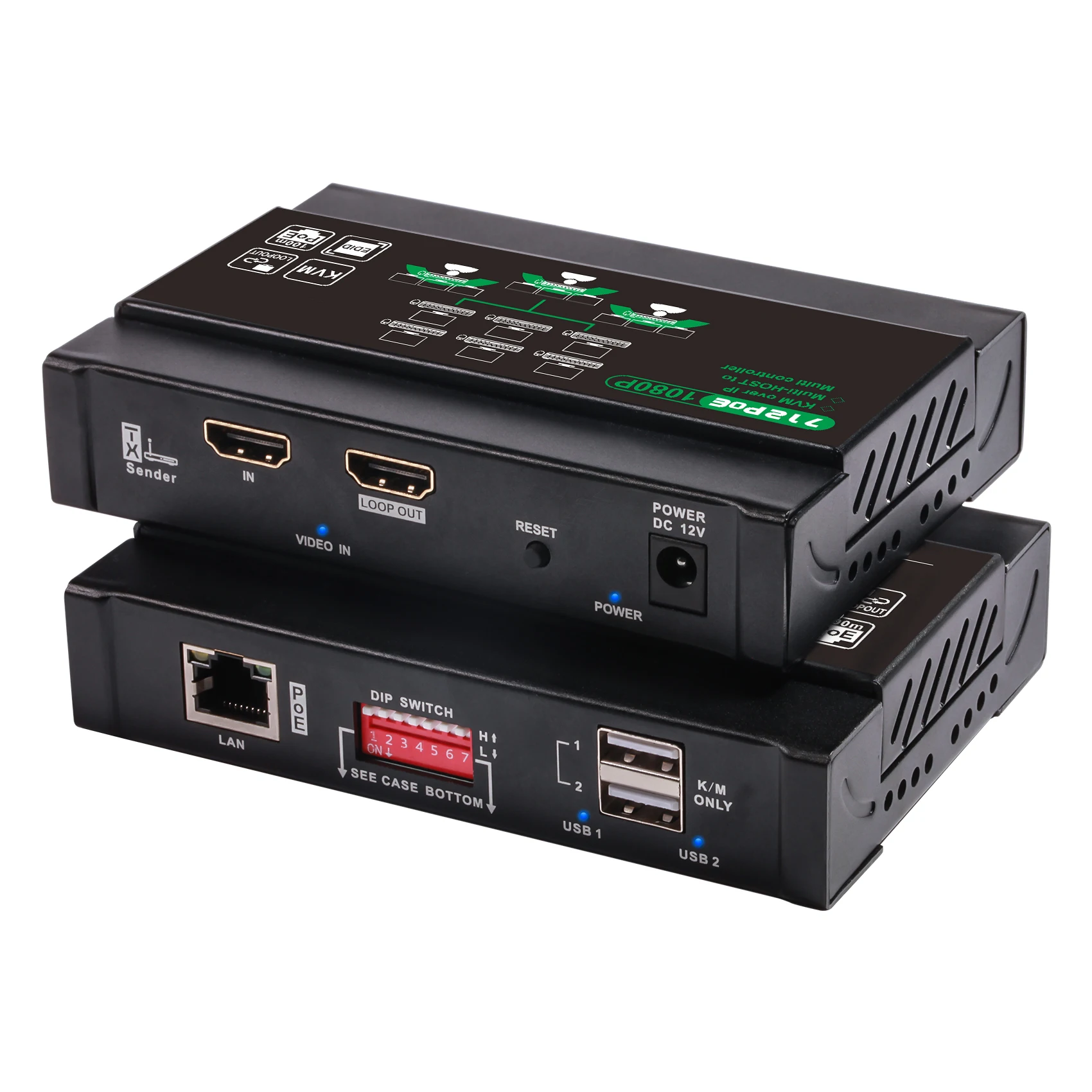 CHV712P 120 м LAN TCP IP матрица USB HDMI KVM расширитель IGMP POE коммутатор многохост