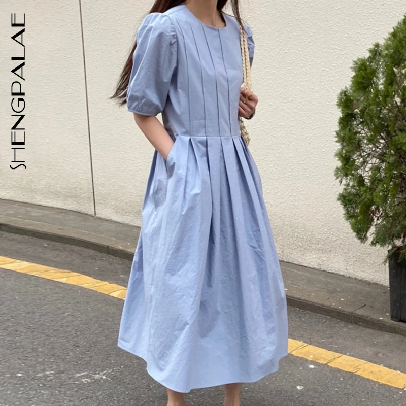 Женское винтажное платье с коротким рукавом SHENGPALAE свободное Тонкое Платье макси