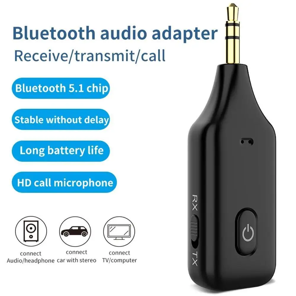 

3.5mm Aux Bluetooth 5.1 Receiver Transmitter 2 IN 1 Wireless Stereo Audio Adapter Handsfree Call for Car Speaker PC TV