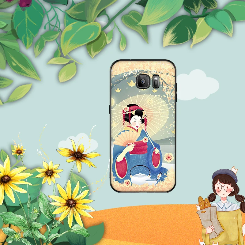Японское искусство Мягкий силиконовый чехол для телефона Samsung Galaxy S6 S8 край S7 S9
