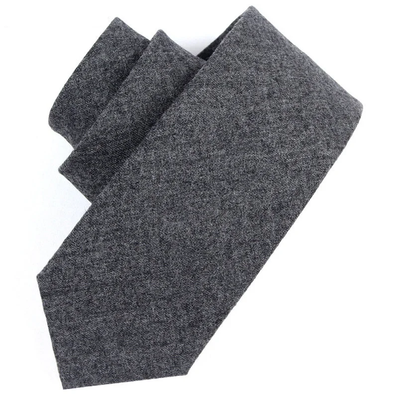 

High Quality 2019 New Fashion Ties Men Business 8cm Gray Wool Tie Wedding Work Formal Ties for men Designers Brand with Gift Box