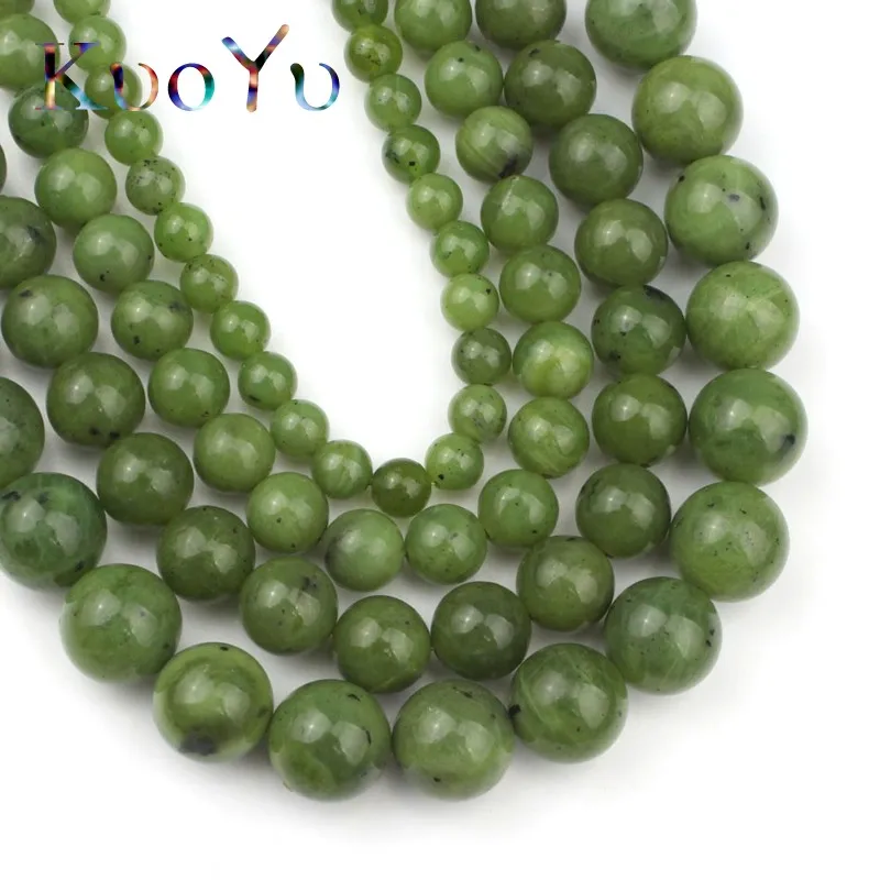 Круглые Бусины Из Канадского зеленого нефрита россыпью для изготовления