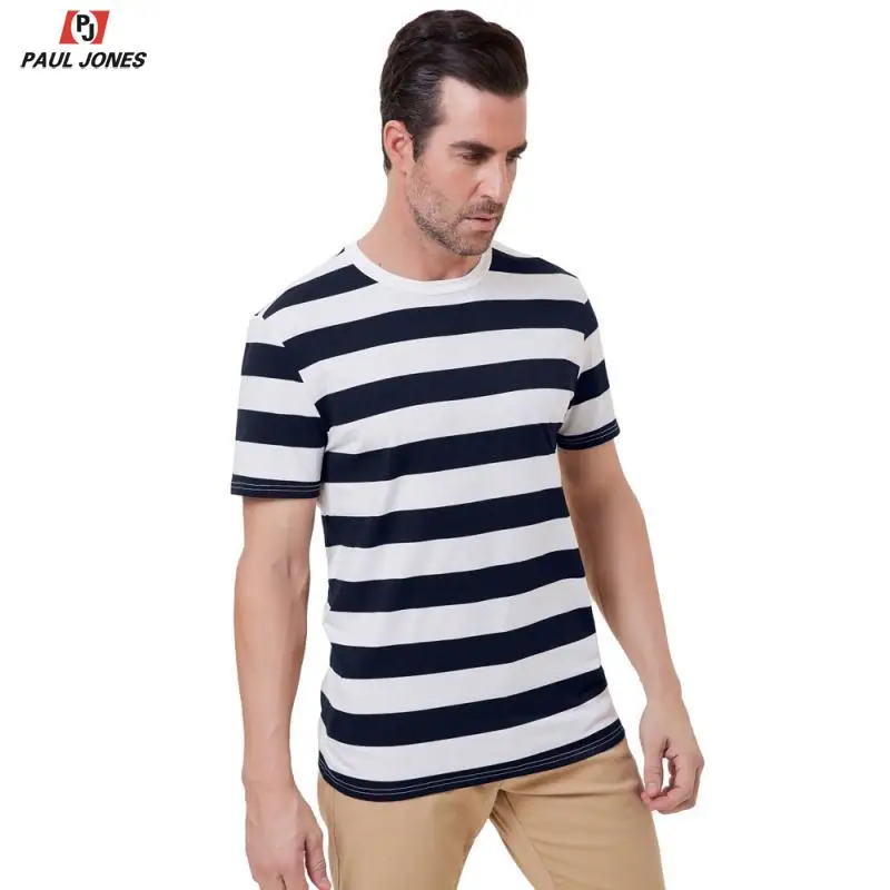 Мужские классические полосатые футболки с коротким рукавом от PAUL JONES PJ Летние