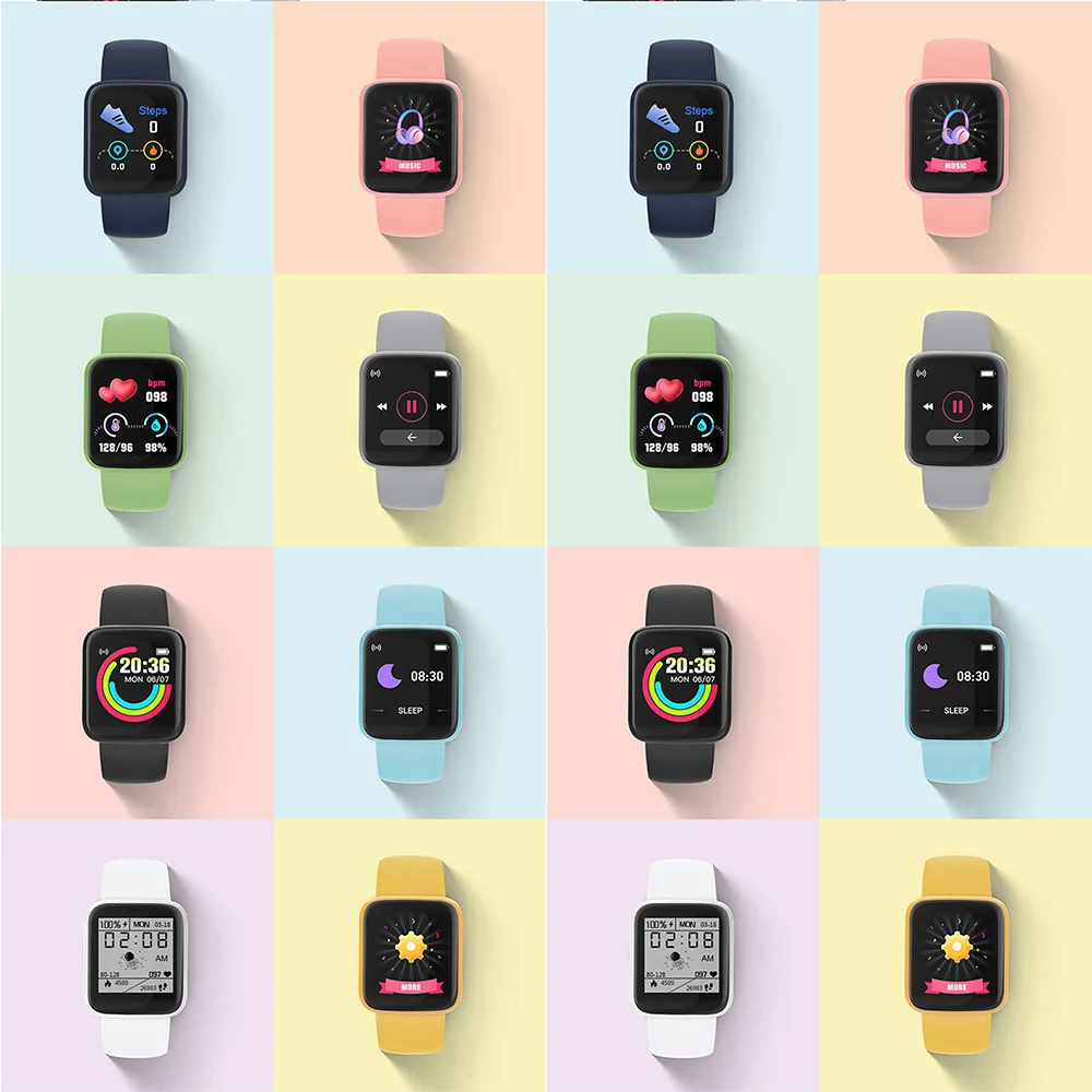 Умные часы Y68 D20 новинка цветной модный фитнес-трекер Macaron браслет с пульсометром
