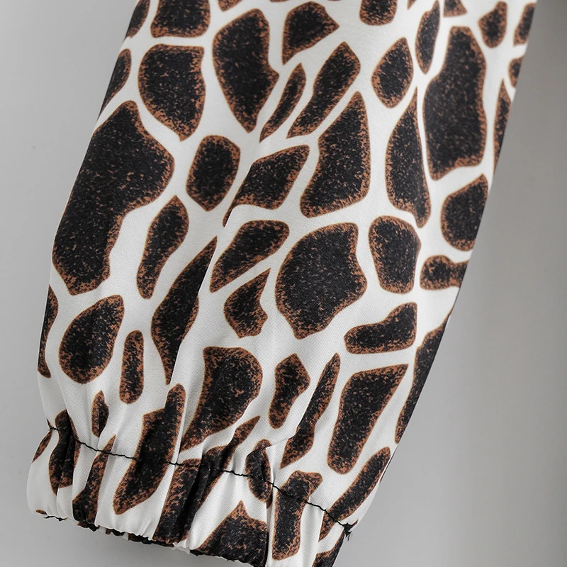 Женское мини-платье с длинным рукавом V-образным вырезом и принтом | Женская