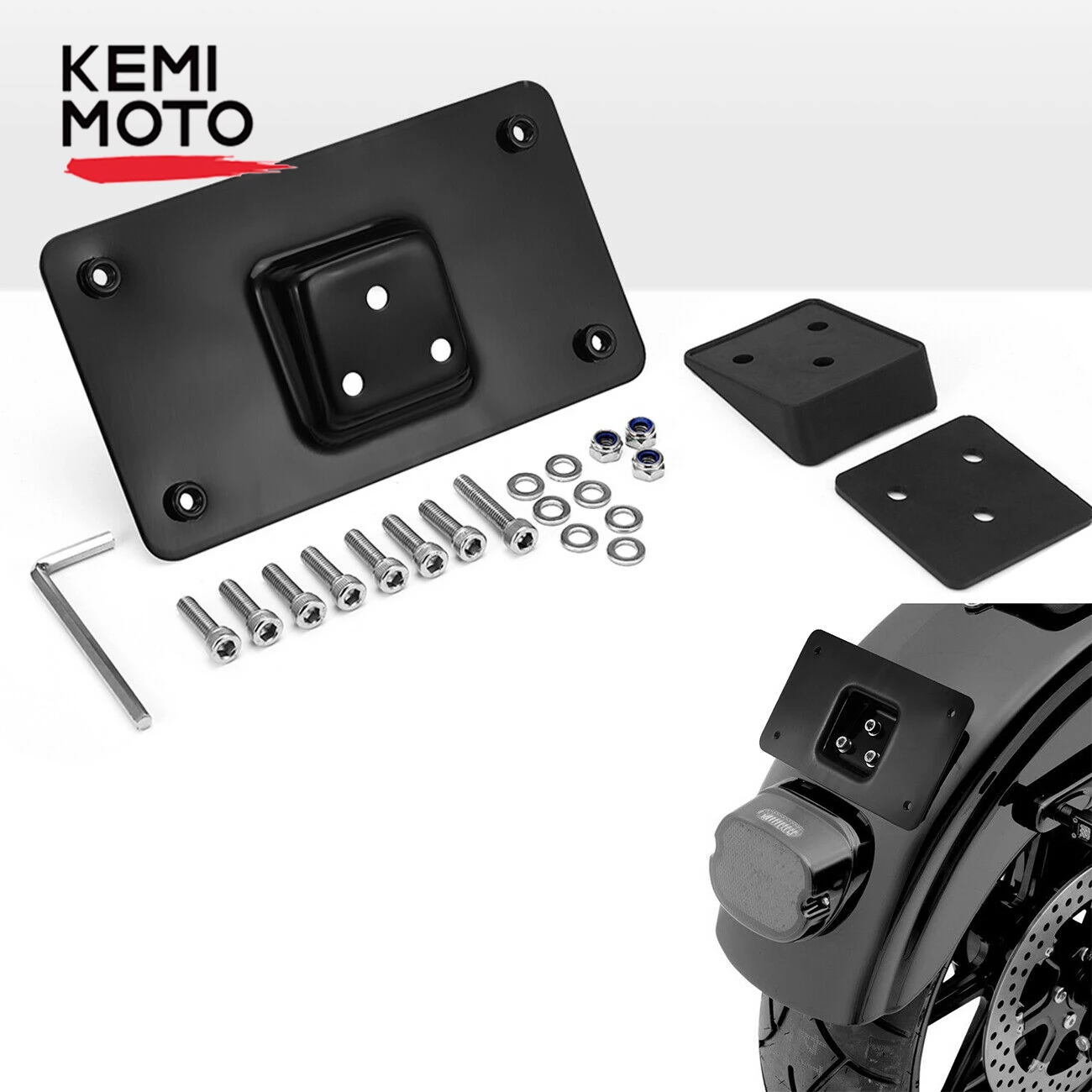 

Laydown Licence Plate Holder Number Plate 3 Hole for Sportster for Softail Dyna Rear 3-Bolt License Plate Bracket Black Silver