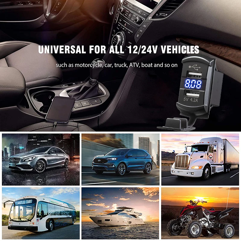 Автомобильное зарядное устройство с двумя USB-портами 4 2 А Кулисный адаптер