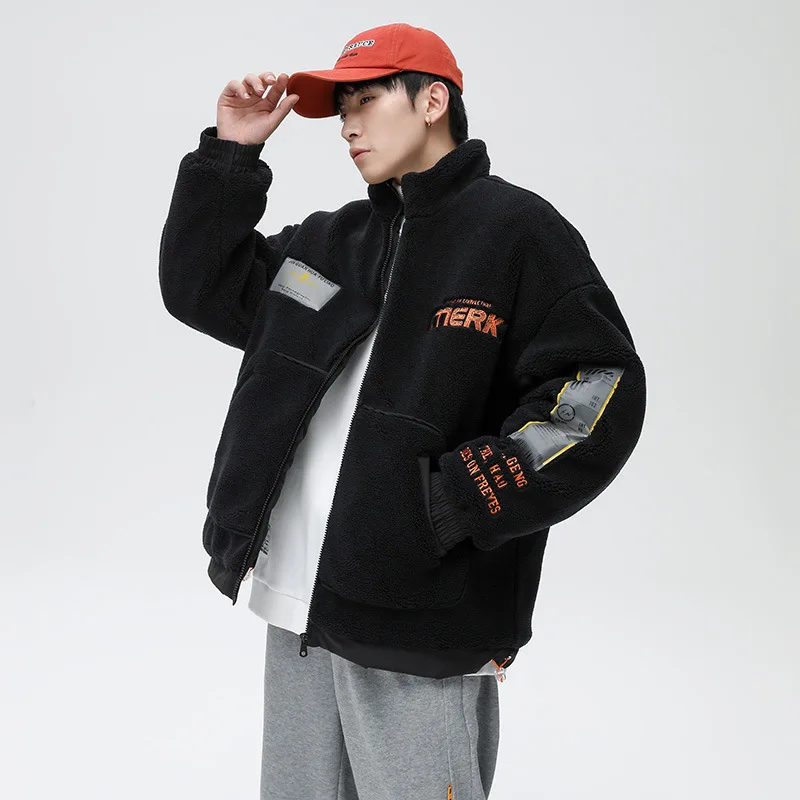 Men's Fashion Imitation Lamb Velvet Jacket Men's Autumn and Winter Fashion Brand Men's Thick Coat Japanese Winter Jacket Men