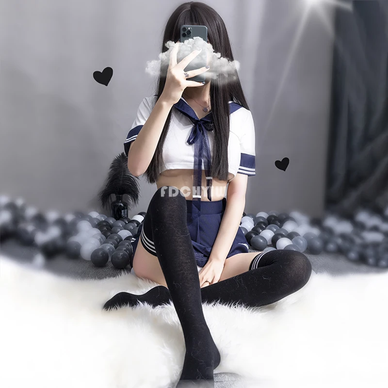 

Women Sexy Lingerie set sailor Anime School Girl outfit Erotic Short top see through cosplay costumes Top and Mini Skirt