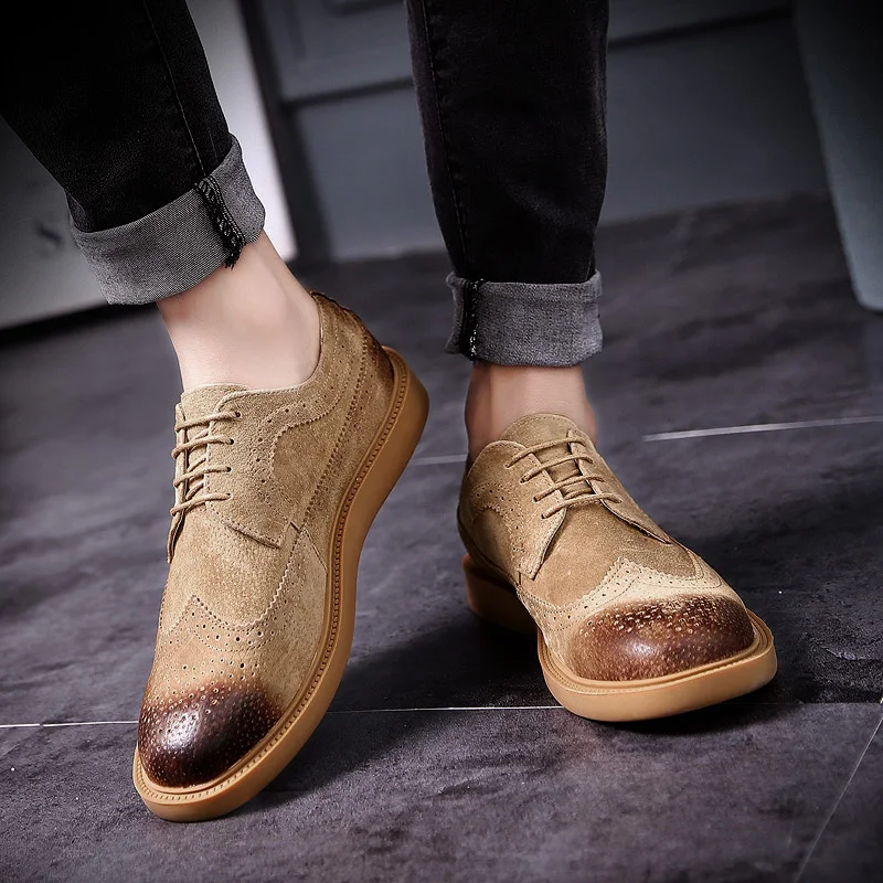

fashion men casual shoes spring autumn men flats lace up male Platform oxfords men suede leather shoes zapatillas hombre