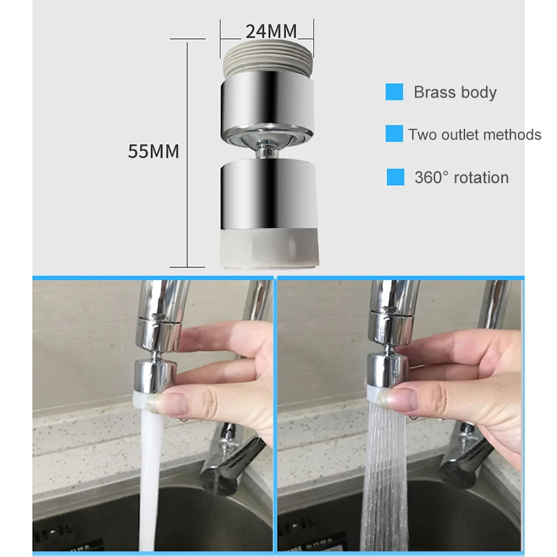 Newly 2-Flow Kitchen Sink Aerator 360-Degree Swivel Faucet Water Saving Extender for Home Bathroom XSD88 | Обустройство дома