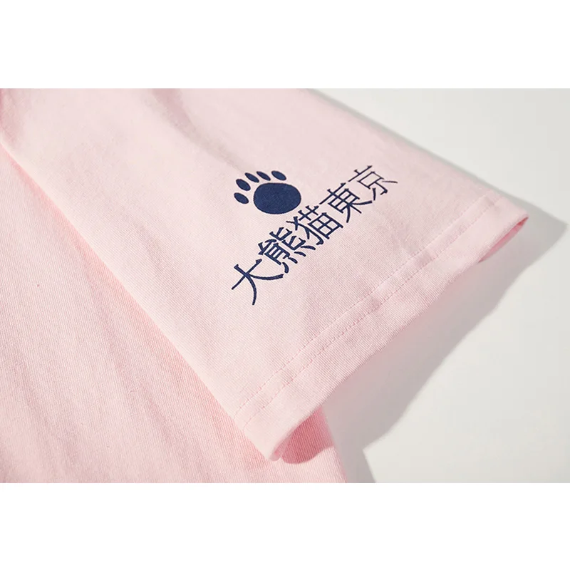 

Aolamegs Panda Embroidery Print Tshirts Men's Japanese Casual Tops Tees Shirts Short Sleeve T-shirts Hip Hop Harajuku Streetwear