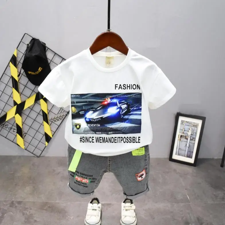 

Toddler Boys Clothing Sets New Arrival Kids Clothes Baby boys T-Shirt Sets Summer Boys Striped T-Shirt Short Outfit 2-7Y