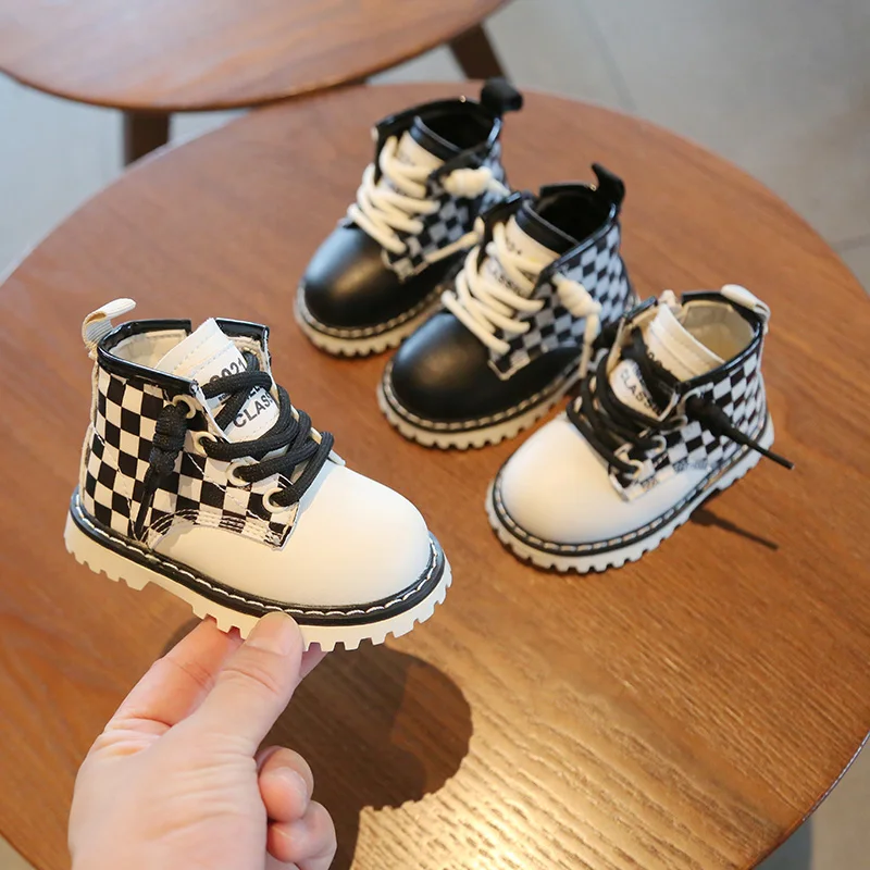 Распродажа Зимняя детская обувь с хлопковой подкладкой Кожаные зимние ботинки