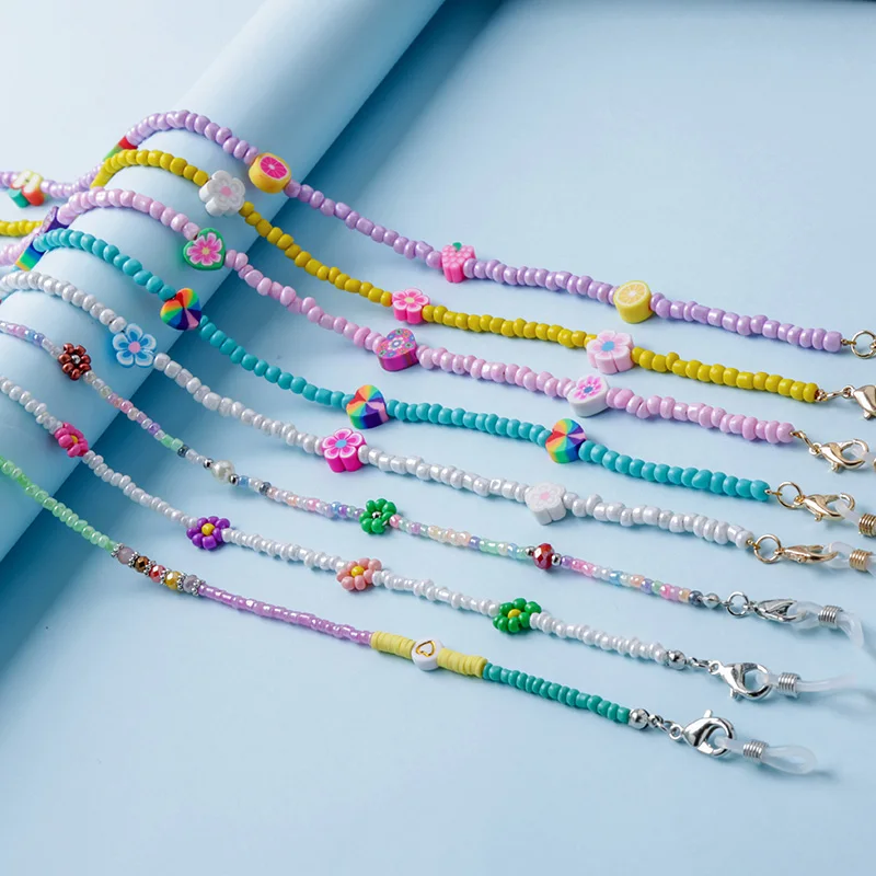 

Женские многоцветные цепочки для очков MOPAI, цепочки для солнцезащитных очков с акриловыми бусинами и надписью «лимон», кисточками, модные а...
