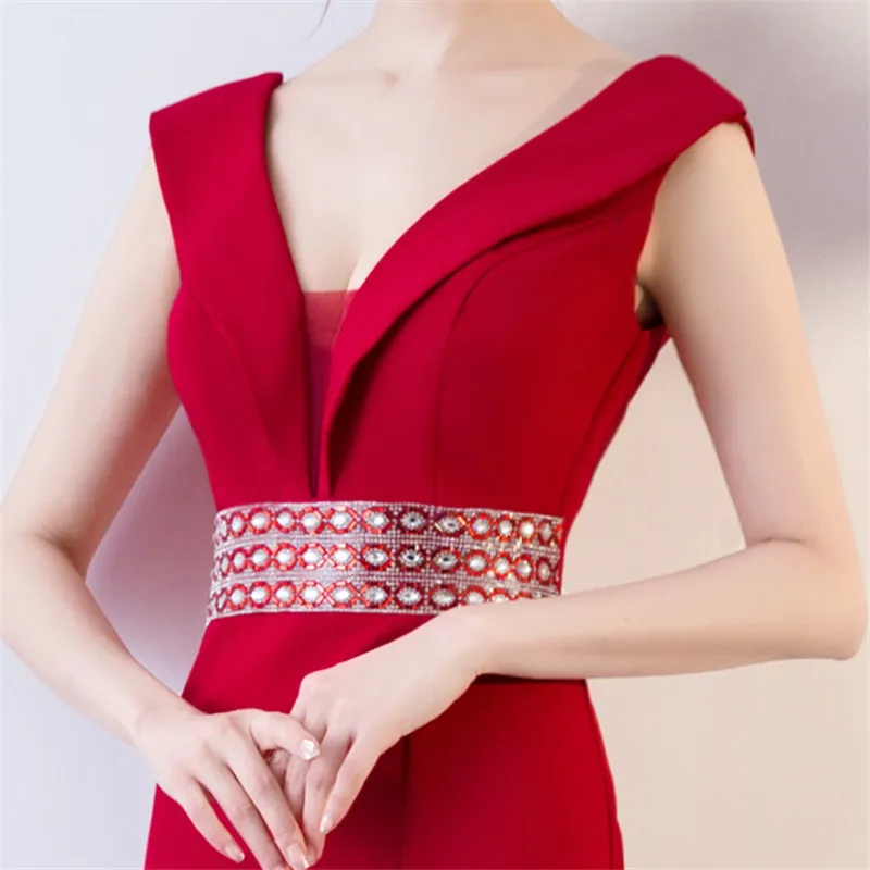 New Arrival Sexy V Neck Sleeveless Lace Mermaid Evening Dress Long Fashion Open Back Beading Formal Party with Side Split | Свадьбы и