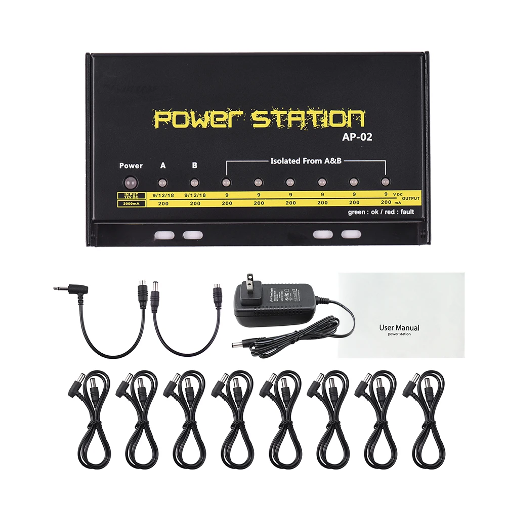 Блок питания для гитарной педали с 8 выходами постоянного тока 9 В/12 В/18 в