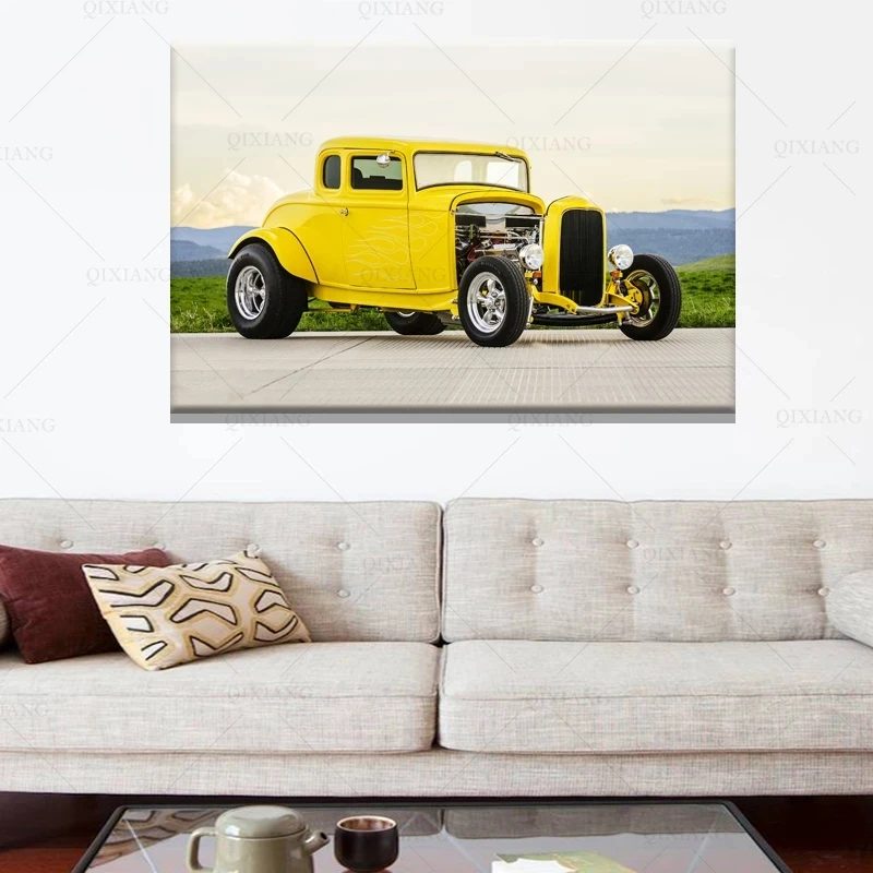

Classic Car Hot Rod Old Vehicle Vintage Car Wallpaper Supercar Posters Canvas Print Paintings Wall Art for Living Room Decor