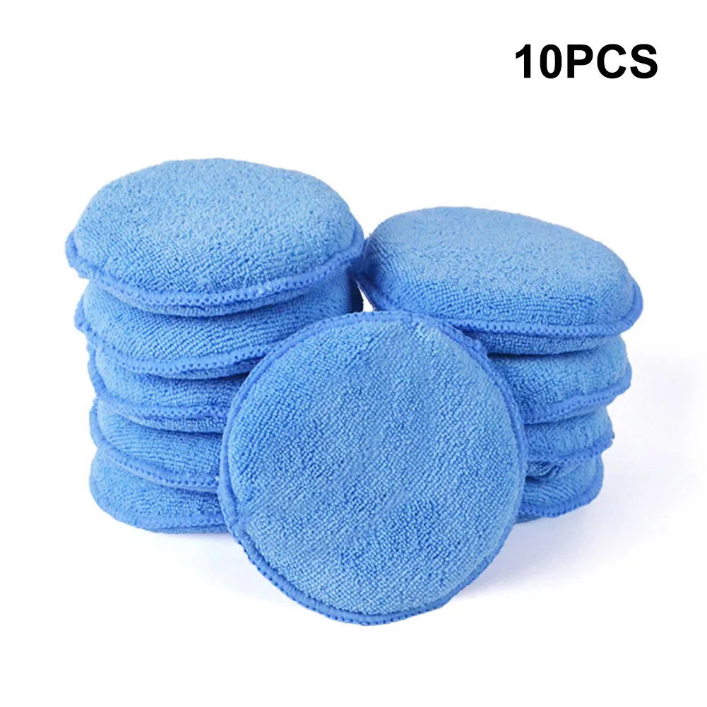 10pcs/pack Microfiber Applicator Pads Waxing Polish Wax Foam Sponge Applicator Pads For Car Vehicle Auto Glass Cleaning Tool