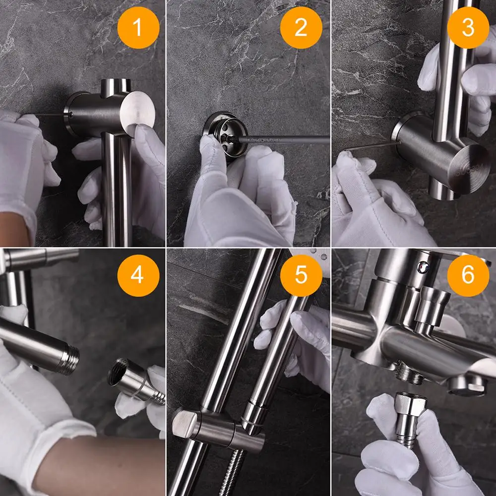 

Free Shipping Brass Gold Metal Shower Sliding Bar With Height Adjustable For Bathroom With Shower Head Hose Bathroom Accessories
