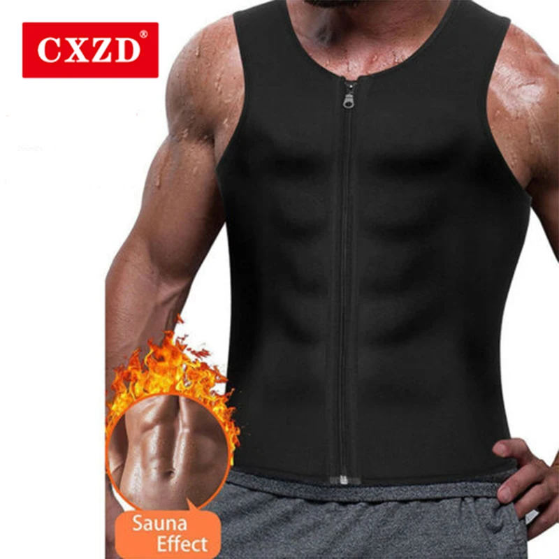 

CXZD Men Waist Trainer Vest for Weight loss Hot Neoprene Corset Body Shaper Zipper Sauna Tank Top Workout Shapers Shirt Shapers