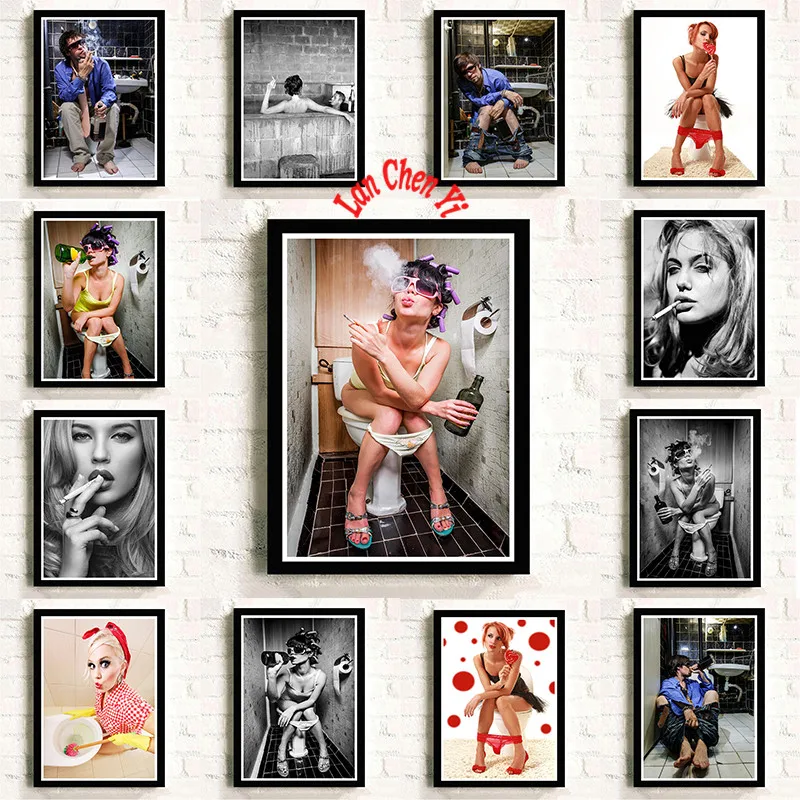 Сексуальная девушка Декор ванной комнаты бумажный плакат с покрытием Настенная