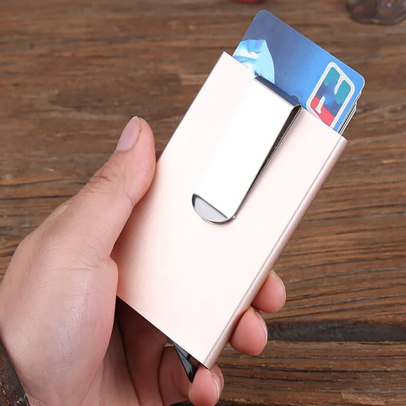 

Anti-theft ID Credit Card Holder Thin Aluminium Metal Wallets Pocket Case Bank Women Men Credit Card Box