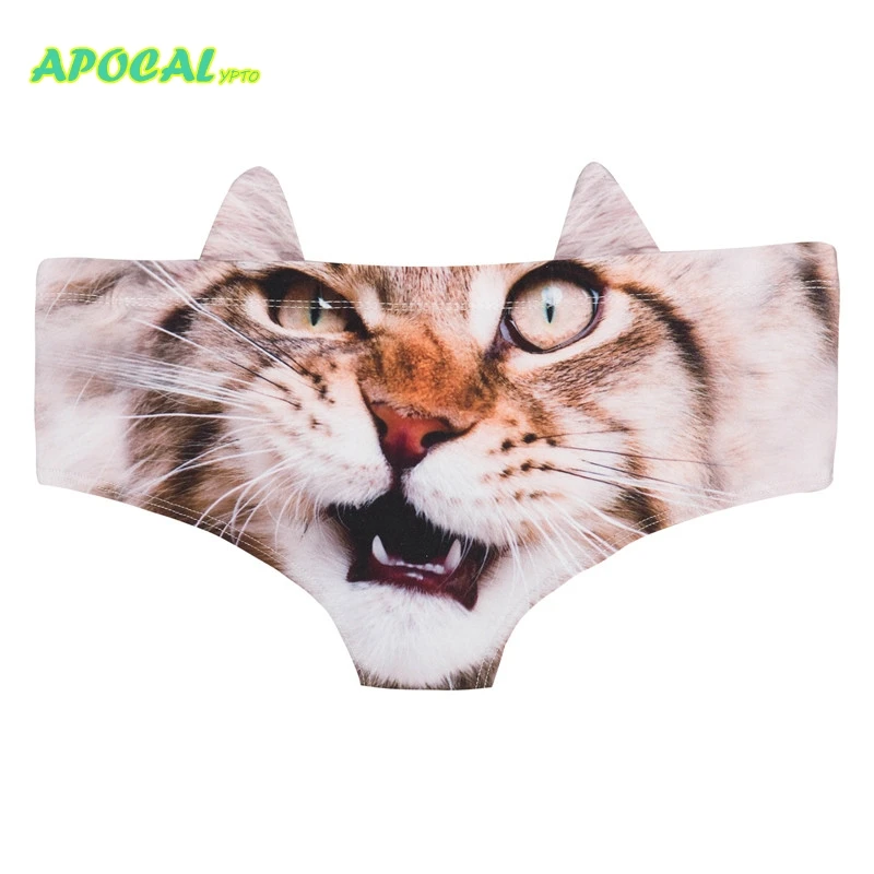 APOCAL Для женщин нижнее белье "кошечка" 3D, принт с животными, симпатичный женского нижнего белья Для женщин сексуальный забавные обзоры с собака свинка ушей лисы с принтом «волк»