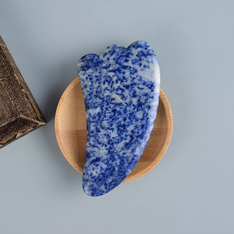 Натуральный Sodalite уход за кожей лица гуаша скребок кристалл камень массаж для Fce
