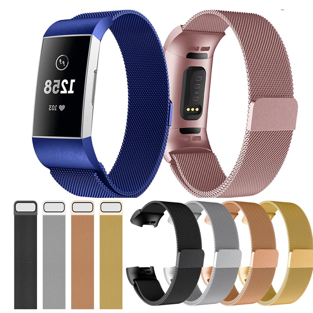 Миланская петля ремешок для часов браслет Fitbit Charge 3 из нержавеющей стали