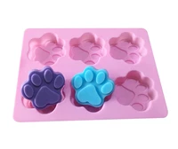 6 cavities soap making tools cat feet pattern cake chocolate silicone mould non toxic soap mold handcrafted accessories