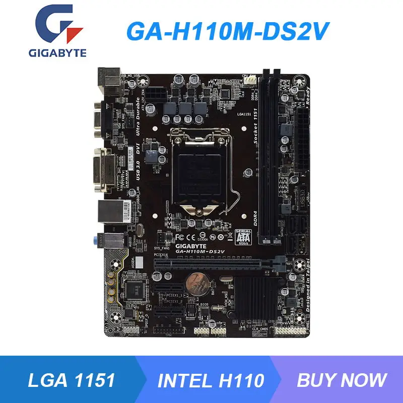 

GA-H110M-DS2V для Gigabyte LGA 1151 Intel H110 десктопная материнская плата DDR4 32GB PCI-E 3,0 4 × USB3.0 Core i3-7350K Core