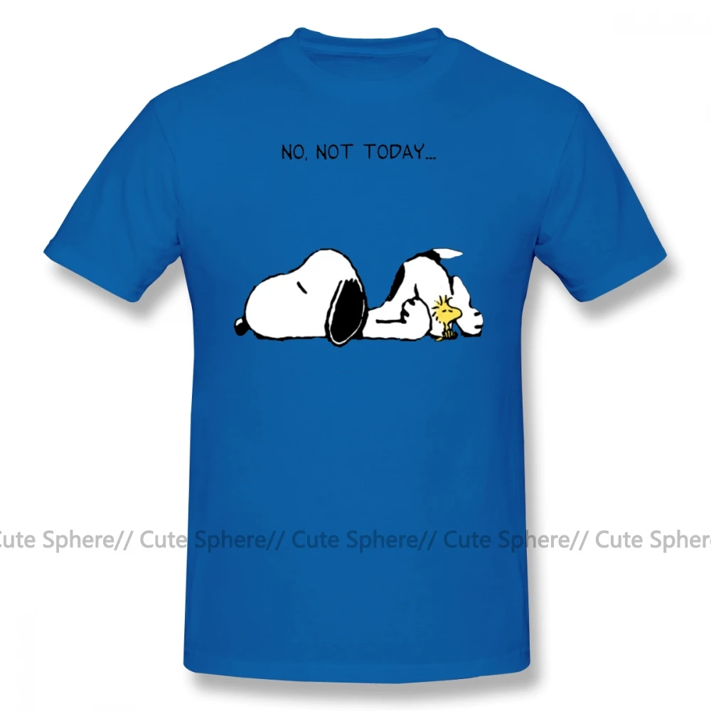 Футболка Peanuts, футболка No Not Today, Мужская большая футболка, Повседневная забавная футболка с коротким рукавом, 100 хлопок, графическая футболка - Цвет: Blue