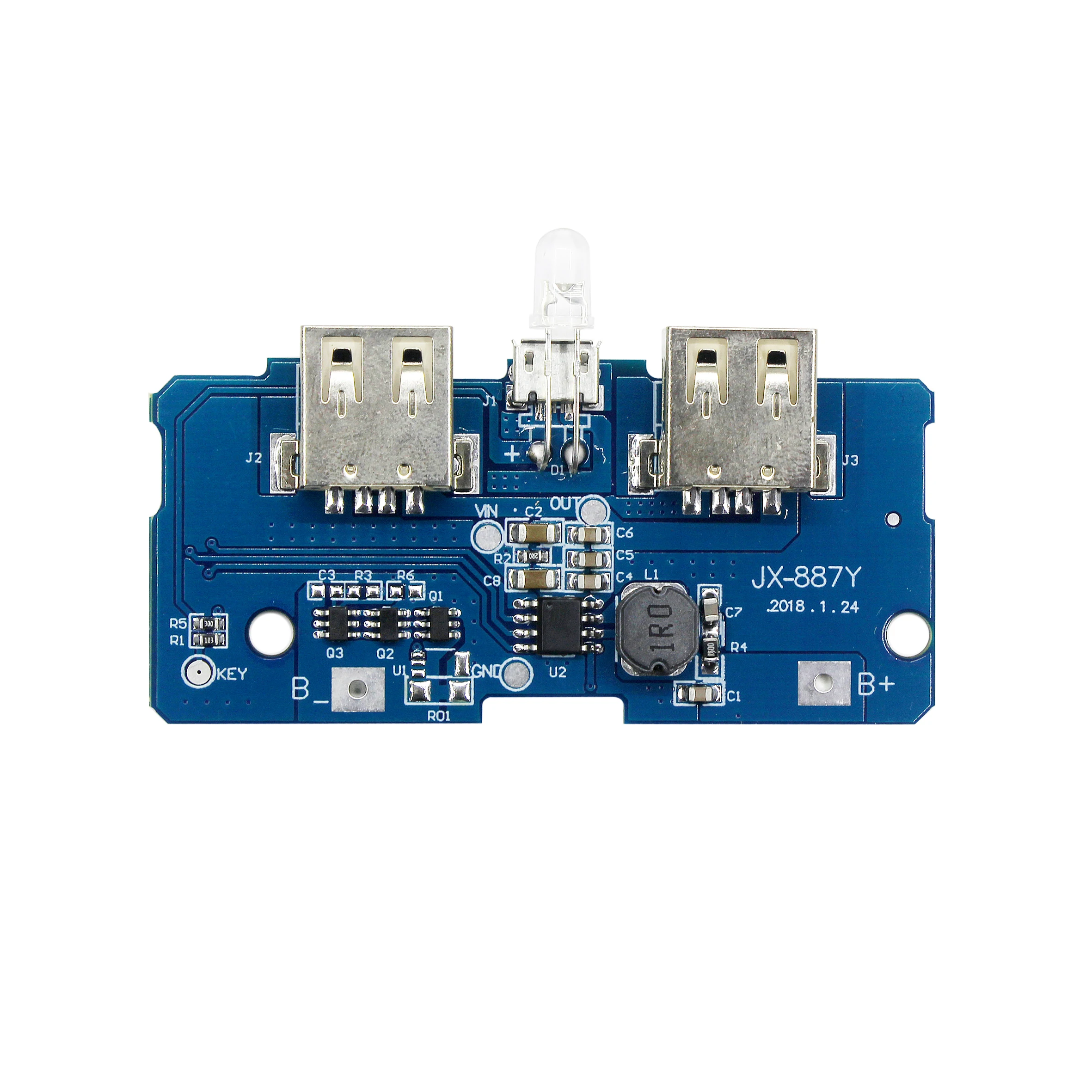 18650 Двойной Micro USB 3,7 V до 5V 2A повышающий Мобильный Внешний аккумулятор DIY 18650 литиевая батарея зарядное устройство печатная плата Повышающий Модуль со светодиодом
