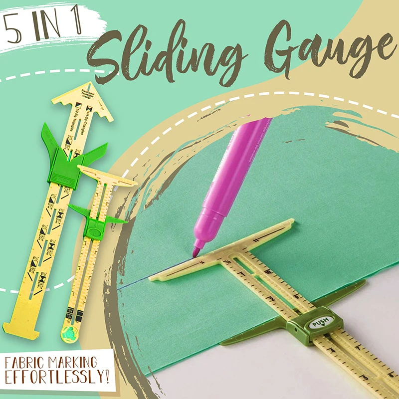 

Sliding Gauge Measuring Sewing Tool Seam Allowance Gauge Sewing Supplies Patchwork Tool Ruler for Knitting Crafting QP2