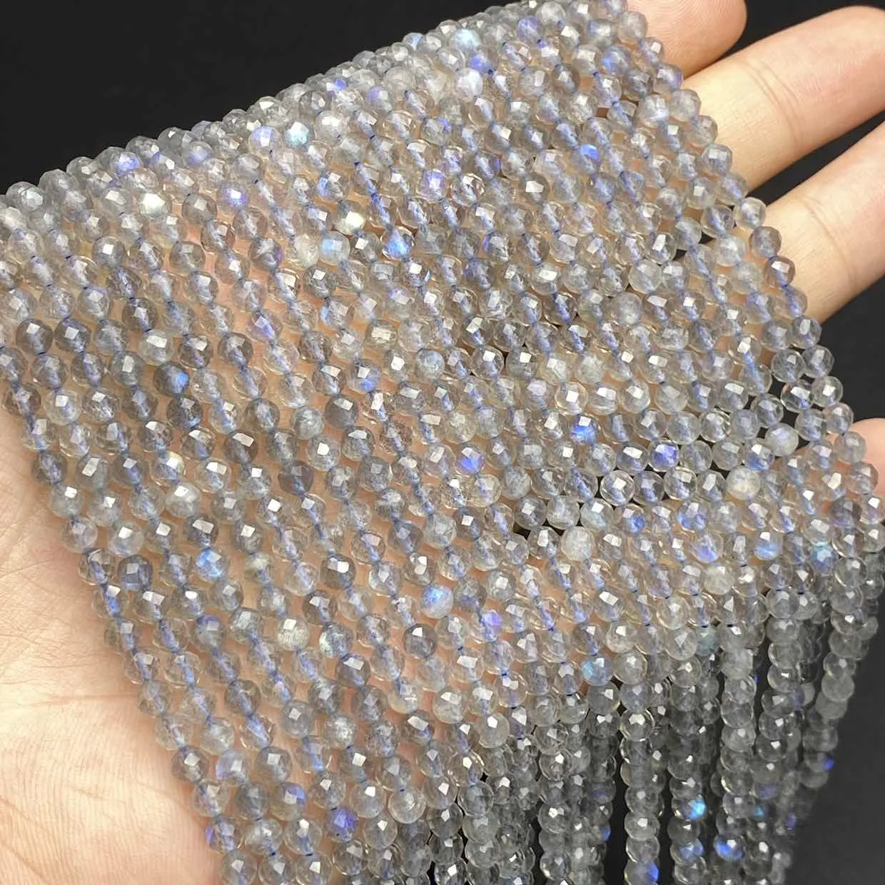 

Natural Faceted Labradorite Beads Round Loose Spacer Mini Stone Charms For Jewelry Making DIY Bracelet Accessories 15'' 2 3 4mm