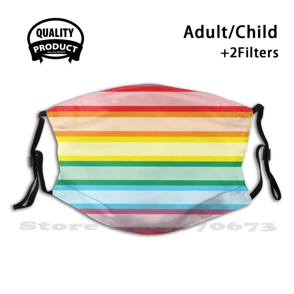 

Маска для лица Pastel Rainbow в полоску, ТОНКАЯ вертикальная моющаяся маска против пыли, многоразовый тихий Gays Hannah с радужным флагом, пастелью