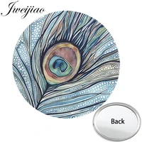 youhaken peacock feather art picture photo one side mini pocket mirror portable makeup vanity hand travel purse mirror