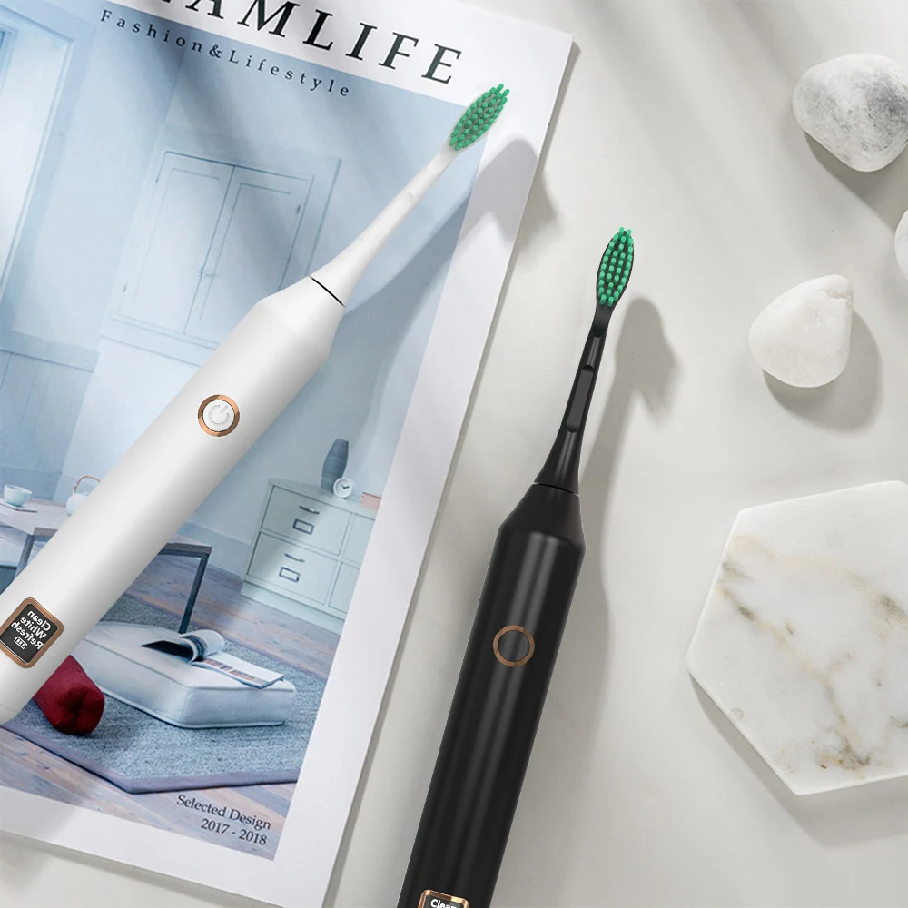 3 режима звуковая электрическая зубная щетка интеллектуальная ЖК-USB