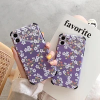 fashion flower phone case for iphone 11 12 pro max x xr xs 8 7 6 6s se 2020 purple soft silicon floral back cover capa fundas