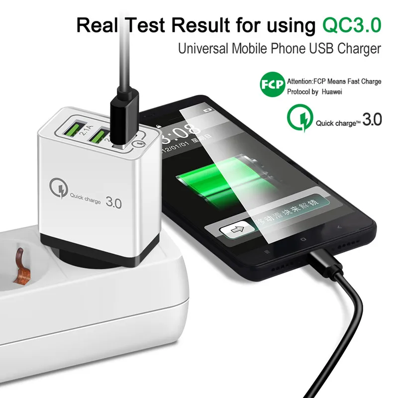 18W USB Quick charge 3.0 5V 3A Mobile Phone Fast charger for Samsug s8 s9 s10 Huawei P20 P30 lite Mate 20 Pro &amp Type C Cable | Мобильные