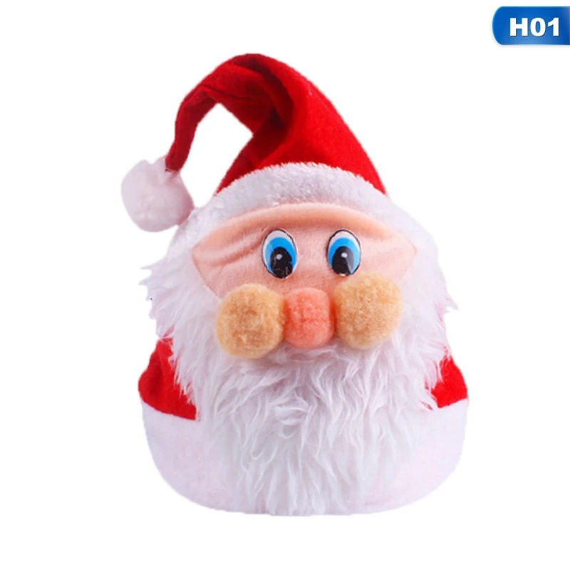 H01 1 шт. рождественские игрушки украшение шапки с блестками, с Сантой Клаус шапки для взрослых Детская кепка для рождества, рождественской вечеринки реквизит шапки детские подарки - Цвет: H01