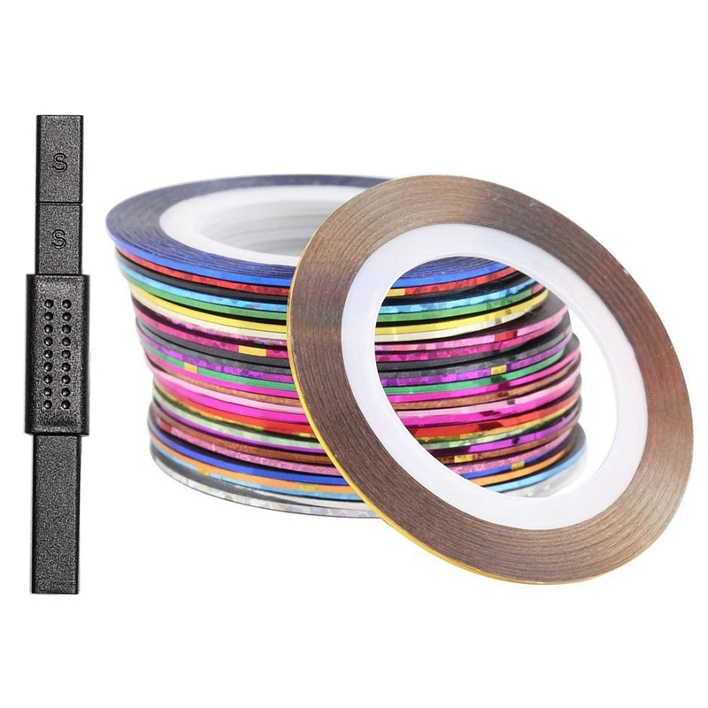 18Pcs / Bag Mixed Colors Radium Nail Line Sticker Roll Striping Tape with 12 Pattern nets Ur Sugar Strong netic | Красота и здоровье